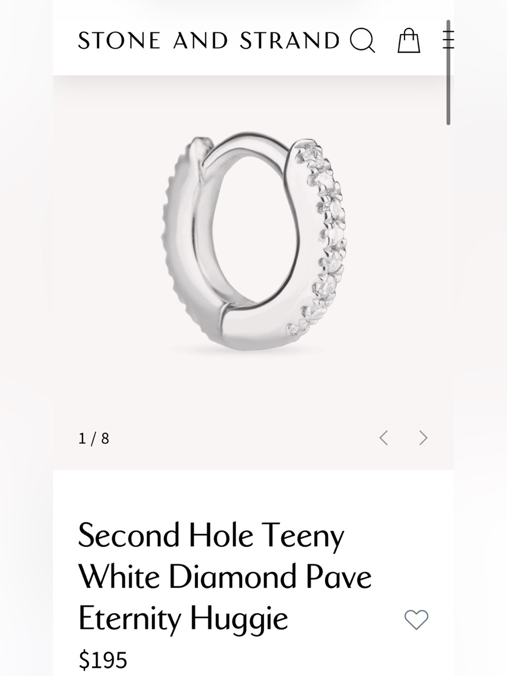 Stone and Strand white gold pave huggie
